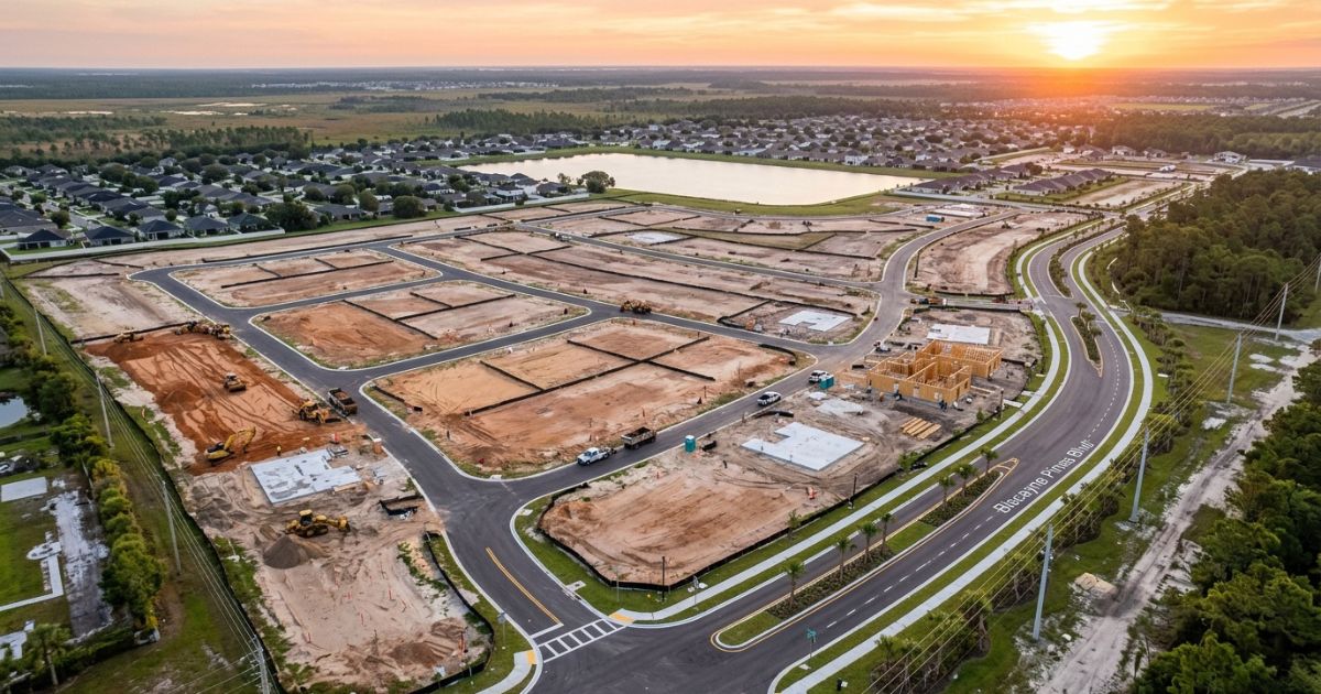 Sunlit vacant land parcel in Florida at golden hour, representing a land investment opportunity for buyers in 2026