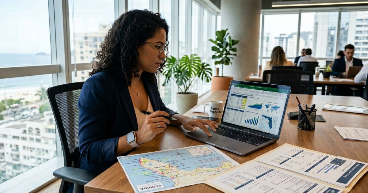 Brazilian investors reviewing vacant land opportunities in Florida — holding wealth in US dollars through low-cost real estate outside the Brazilian financial system
